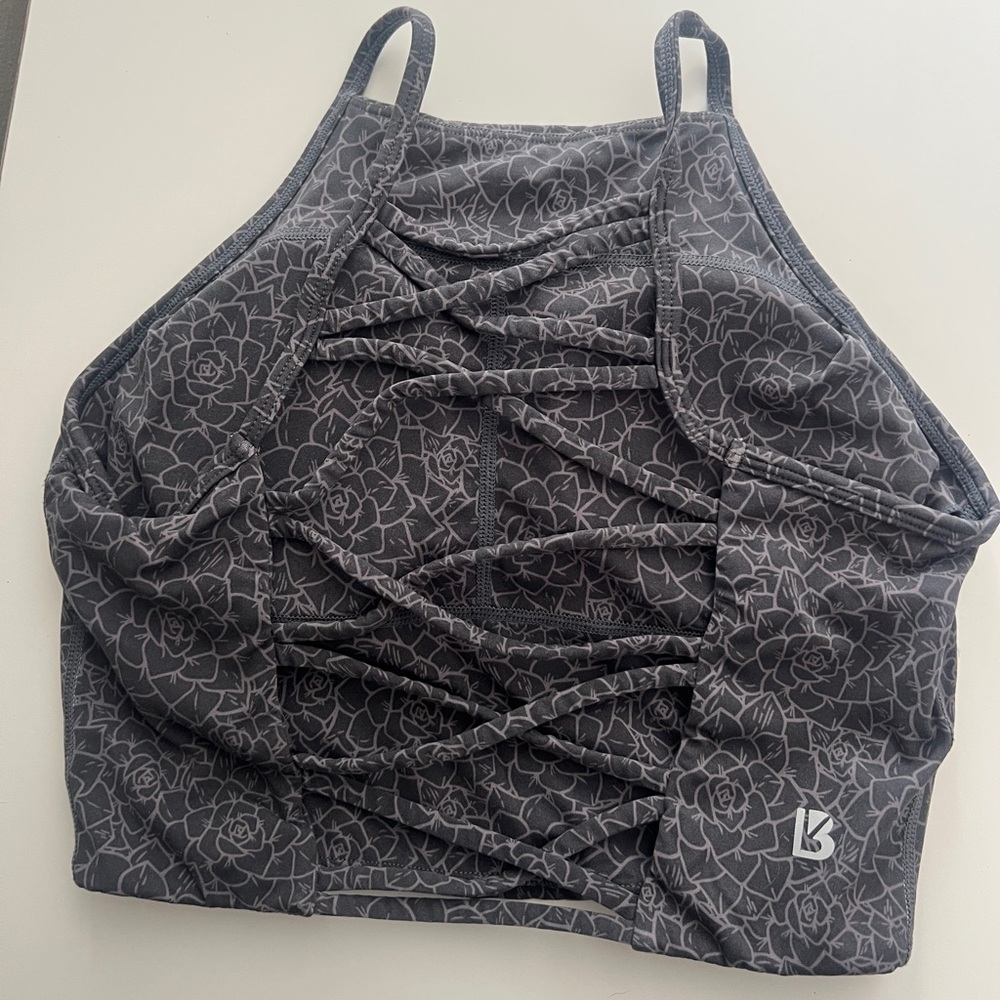 BuffBunny Charcoal Floral Ivy Sports Crop